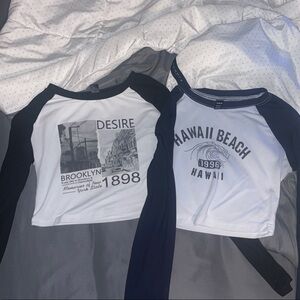 SHEIN Black and White Graphic Crop Tops